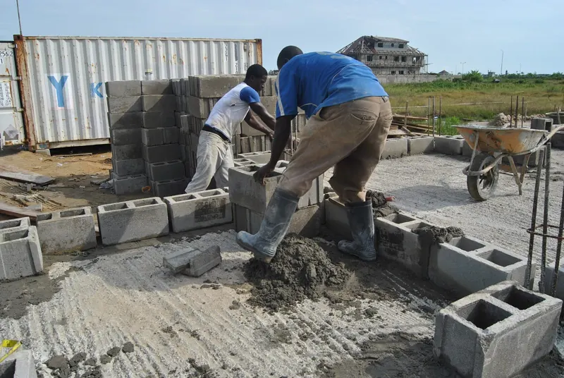 Bricklayer at work