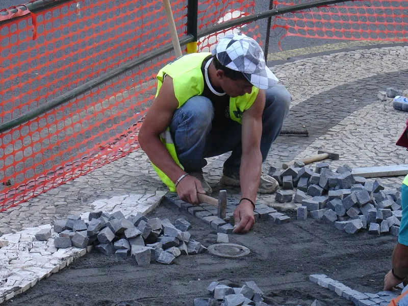 Driveway contractor at work