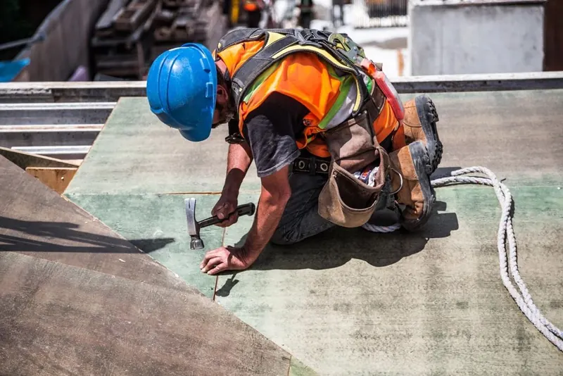 Roofer at work